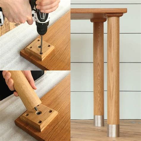 how to attach table leg without metal bracket|diy table leg mount.